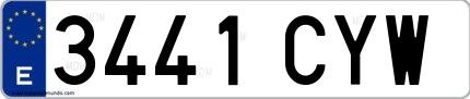 Ejemplo de matrícula española 3441 CYW