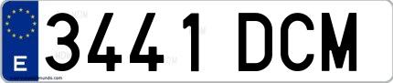 Ejemplo de matrícula española 3441 DCM