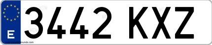 Ejemplo de matrícula española 3442 KXZ