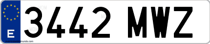 Ejemplo de matrícula de coche ordinaria 3442 MWZ