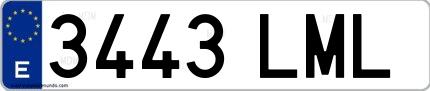 Ejemplo de matrícula española 3443 LML