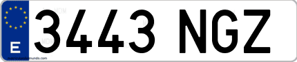 Ejemplo de matrícula de coche ordinaria 3443 NGZ