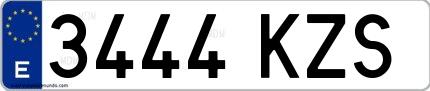 Ejemplo de matrícula española 3444 KZS