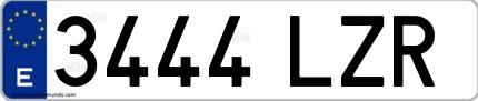 Ejemplo de matrícula española 3444 LZR
