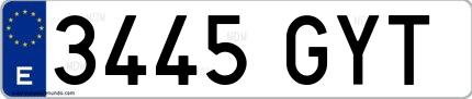 Ejemplo de matrícula española 3445 GYT