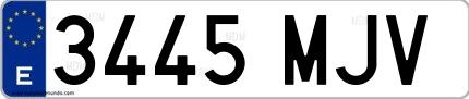 Ejemplo de matrícula española 3445 MJV