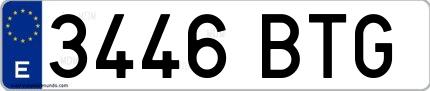 Ejemplo de matrícula española 3446 BTG