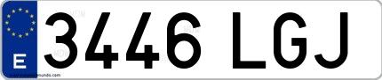 Ejemplo de matrícula española 3446 LGJ