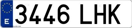 Ejemplo de matrícula española 3446 LHK