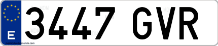 Ejemplo de matrícula de coche ordinaria 3447 GVR