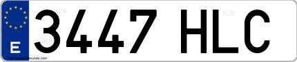Ejemplo de matrícula española 3447 HLC