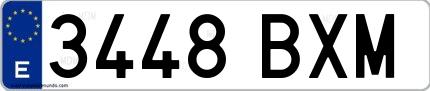 Ejemplo de matrícula española 3448 BXM