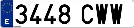 Ejemplo de matrícula española 3448 CWW