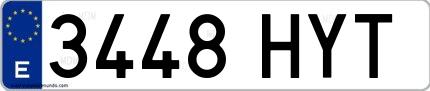 Ejemplo de matrícula española 3448 HYT