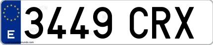 Ejemplo de matrícula española 3449 CRX