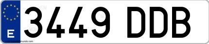 Ejemplo de matrícula española 3449 DDB