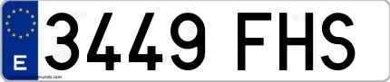 Ejemplo de matrícula española 3449 FHS