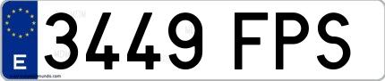 Ejemplo de matrícula española 3449 FPS