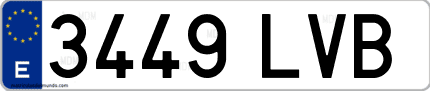 Ejemplo de matrícula de coche ordinaria 3449 LVB