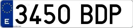 Ejemplo de matrícula española 3450 BDP