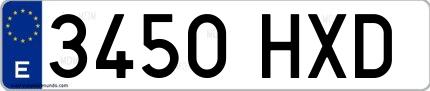 Ejemplo de matrícula española 3450 HXD