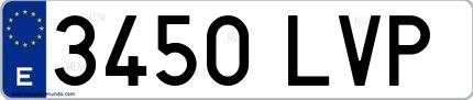 Ejemplo de matrícula española 3450 LVP