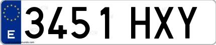 Ejemplo de matrícula española 3451 HXY