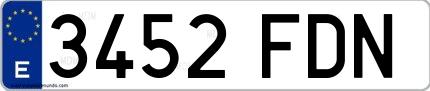 Ejemplo de matrícula española 3452 FDN