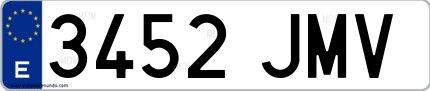 Ejemplo de matrícula española 3452 JMV