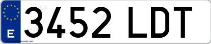 Ejemplo de matrícula española 3452 LDT