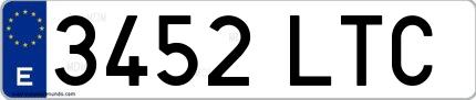 Ejemplo de matrícula española 3452 LTC