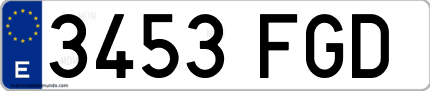 Ejemplo de matrícula de coche ordinaria 3453 FGD