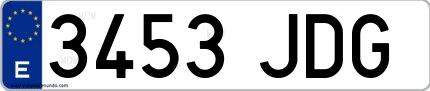 Ejemplo de matrícula española 3453 JDG