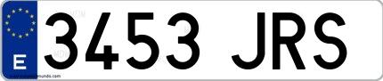 Ejemplo de matrícula española 3453 JRS