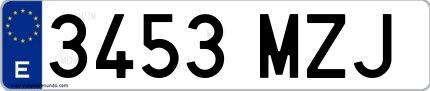 Ejemplo de matrícula española 3453 MZJ