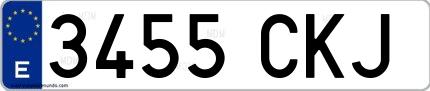 Ejemplo de matrícula española 3455 CKJ