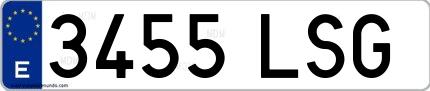 Ejemplo de matrícula española 3455 LSG