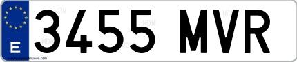 Ejemplo de matrícula española 3455 MVR