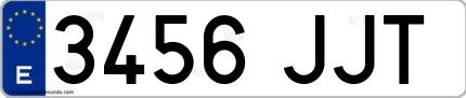 Ejemplo de matrícula española 3456 JJT