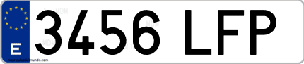 Ejemplo de matrícula de coche ordinaria 3456 LFP