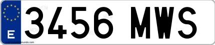 Ejemplo de matrícula española 3456 MWS