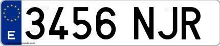 Ejemplo de matrícula española 3456 NJR