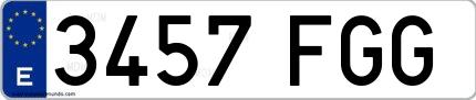 Ejemplo de matrícula española 3457 FGG