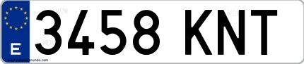 Ejemplo de matrícula española 3458 KNT