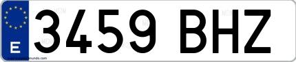 Ejemplo de matrícula española 3459 BHZ