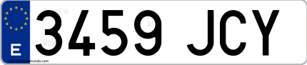 Ejemplo de matrícula de coche ordinaria 3459 JCY