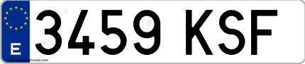 Ejemplo de matrícula de coche ordinaria 3459 KSF