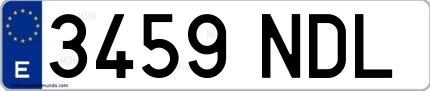 Ejemplo de matrícula española 3459 NDL