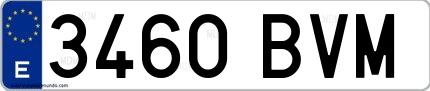 Ejemplo de matrícula española 3460 BVM
