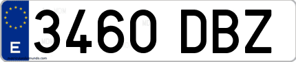 Ejemplo de matrícula de coche ordinaria 3460 DBZ